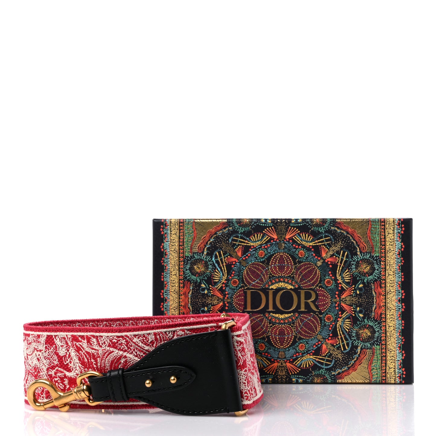 Canvas Embroidered Toile De Jouy Shoulder Strap Red