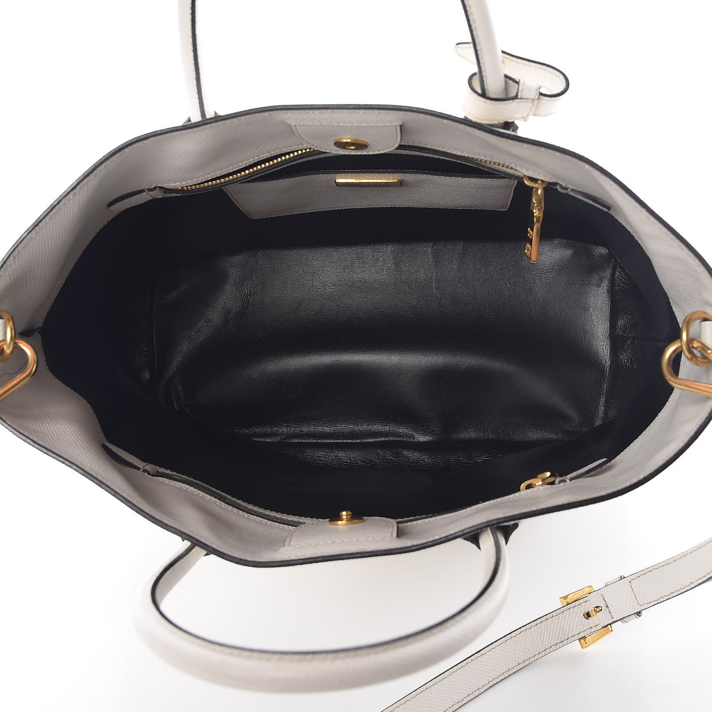 Saffiano Cuir Front Pocket Tote Talco