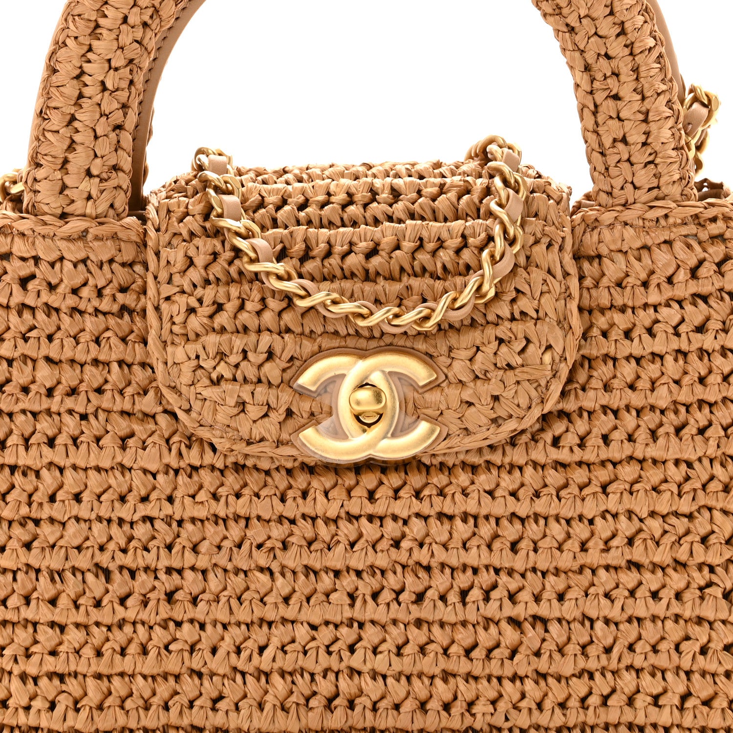 Chanel Braided Raffia Nano Kelly Flap Bag Dark Beige 8 of 14