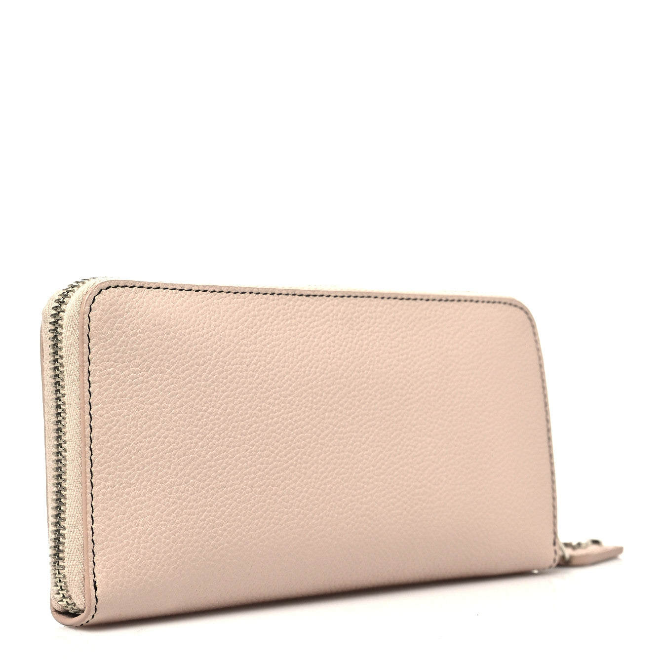 Grained Calfskin Rive Gauche Zip Around Wallet Pink