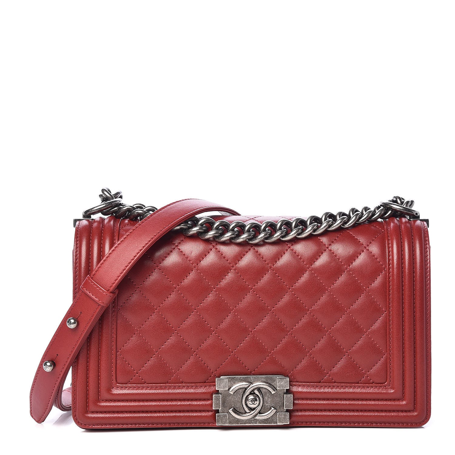 Chanel Lambskin Quilted Medium Boy Flap Dark Red 1 of 12