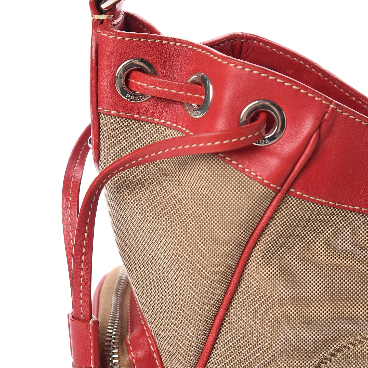 Prada Canvas Shoulder Bag Bag Red 21 of 23