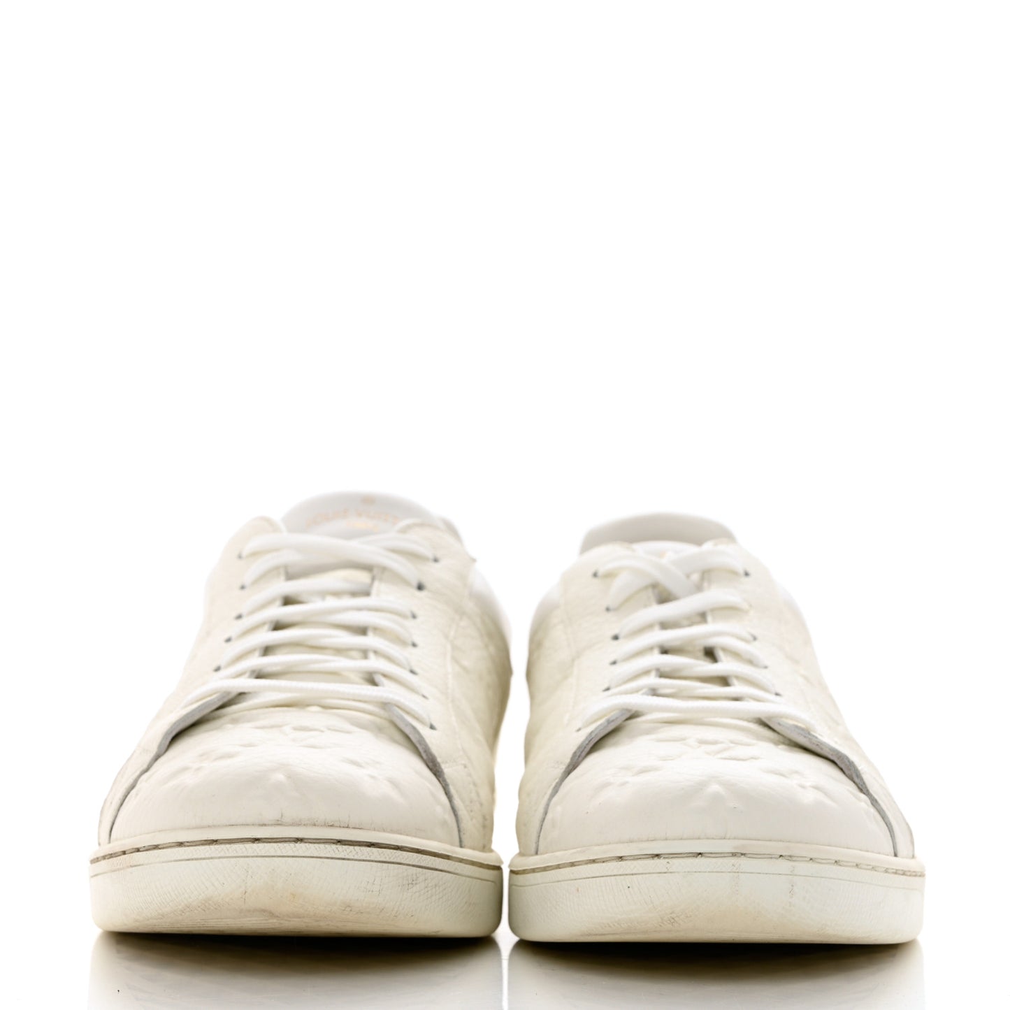 Grained Calfskin Embossed Monogram Mens Luxembourg Sneakers 10.5 White