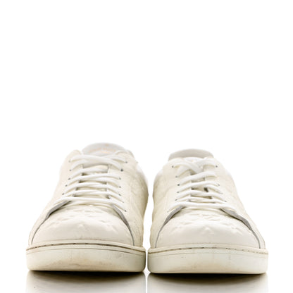 Louis Vuitton Grained Calfskin Embossed Monogram Mens Luxembourg Sneakers 10.5 White 2 of 11