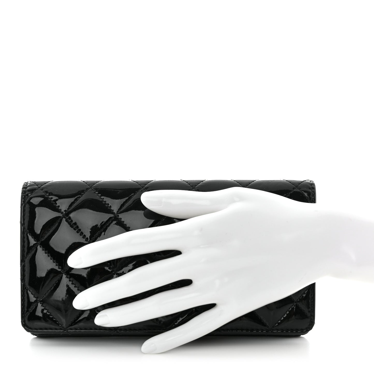 Patent Calfskin Quilted Yen Wallet So Black
