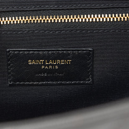 Saint Laurent Grain De Poudre Matelasse Chevron Large Monogram Satchel Earth 5 of 8
