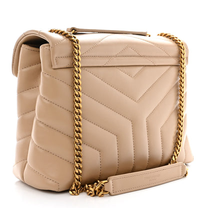 Saint Laurent Calfskin Y Quilted Monogram Small Loulou Chain Satchel Dark Beige 3 of 10
