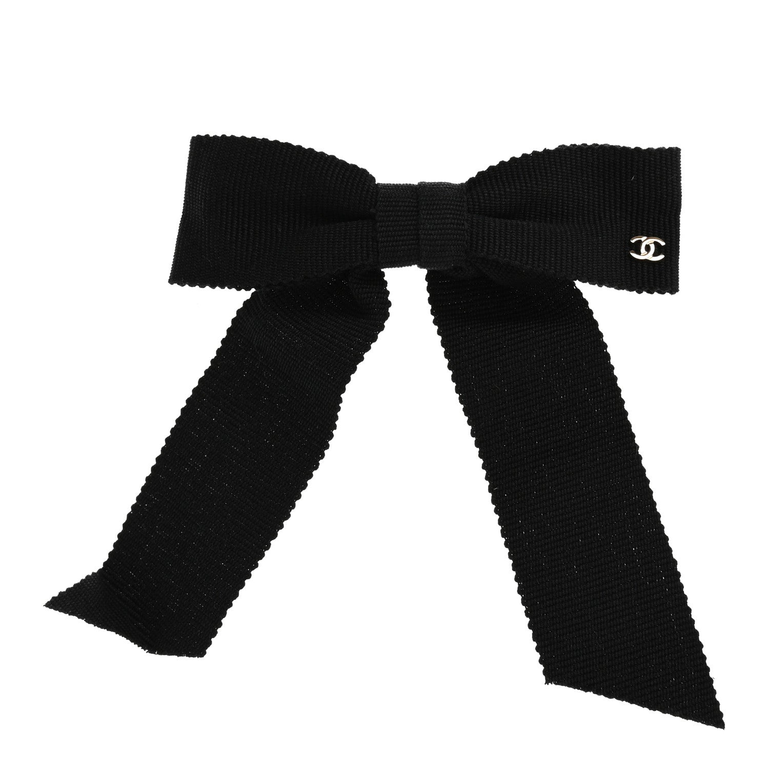 Chanel Canvas Bow CC Hair Clip Black 1 of 4