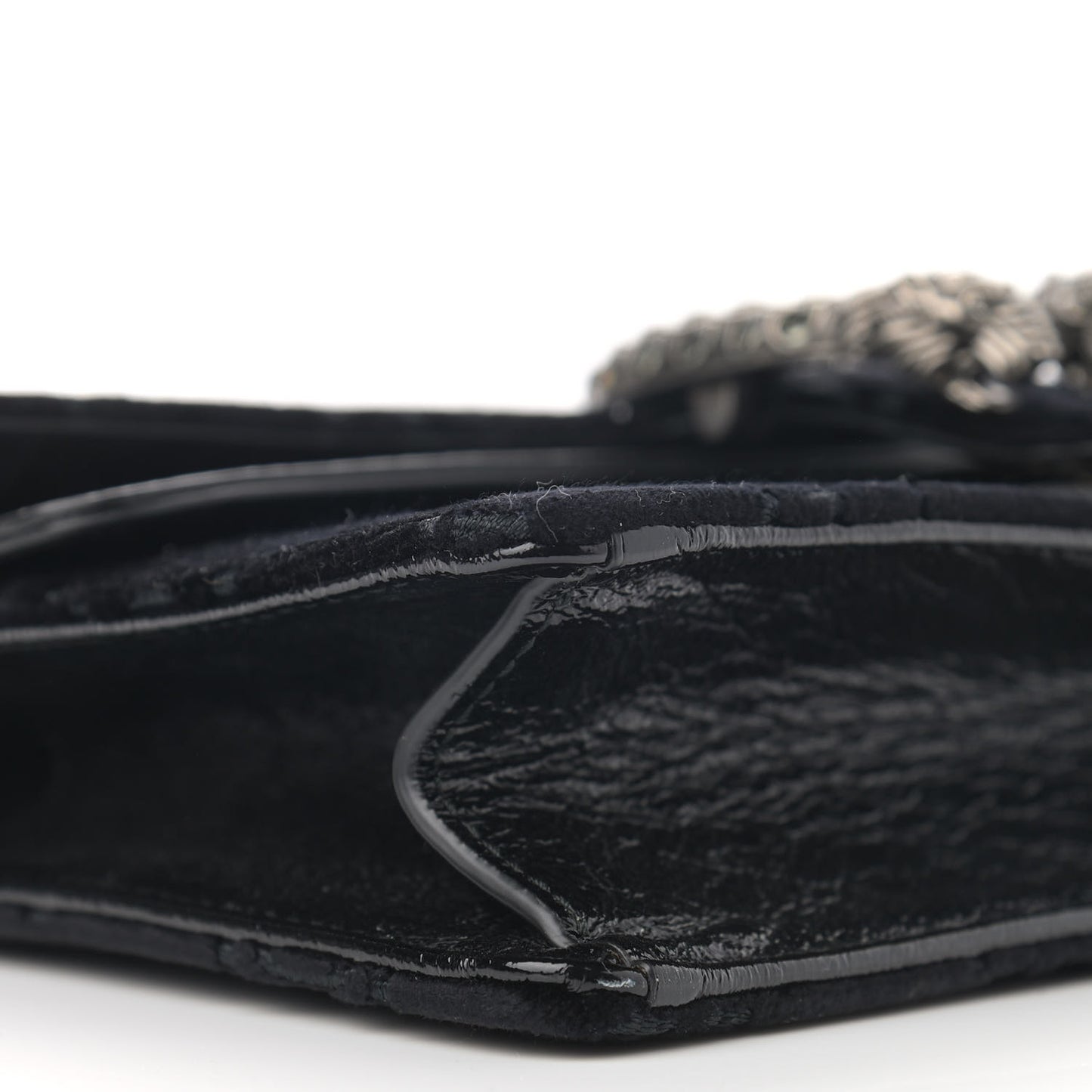 Velvet Skipper Crystal GG Monogram Small Dionysus Shoulder Bag Black Black Diamond