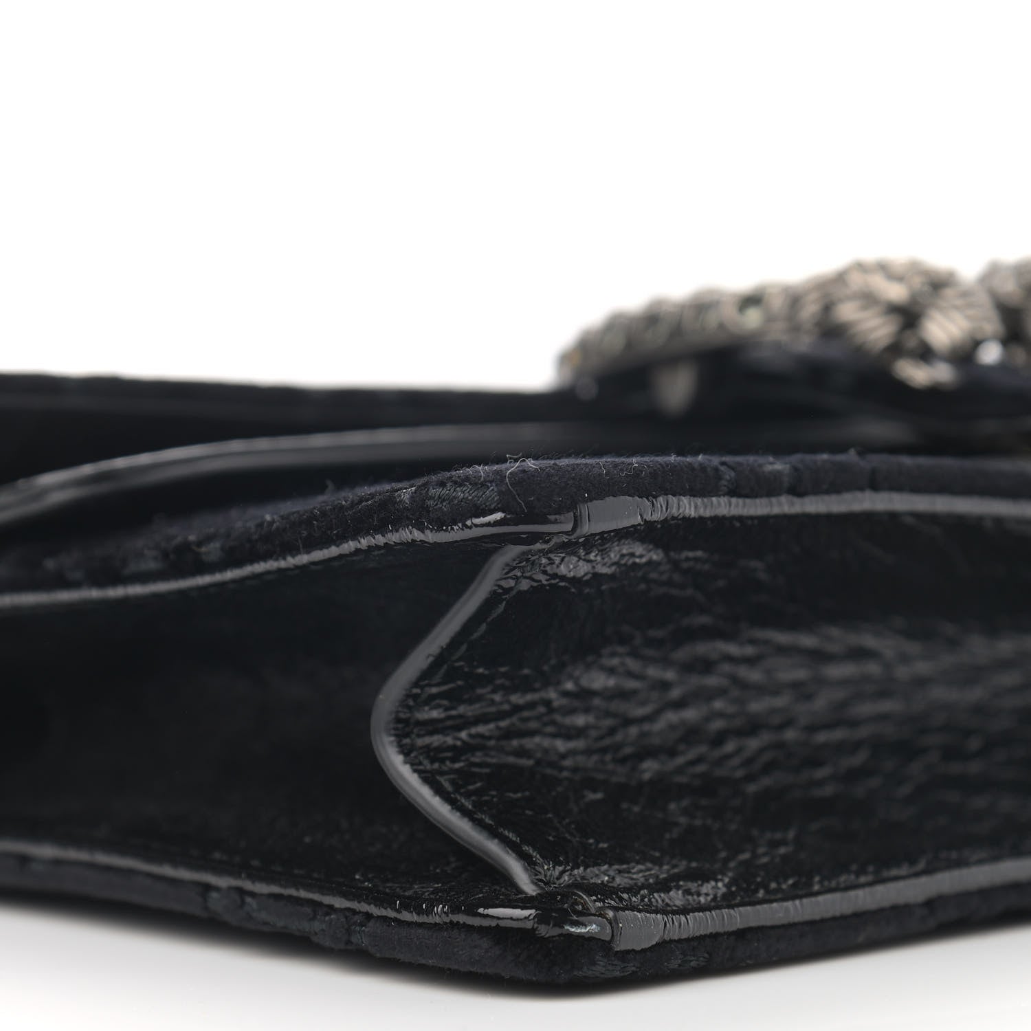 Gucci Velvet Skipper Crystal GG Monogram Small Dionysus Shoulder Bag Black Black Diamond 9 of 14