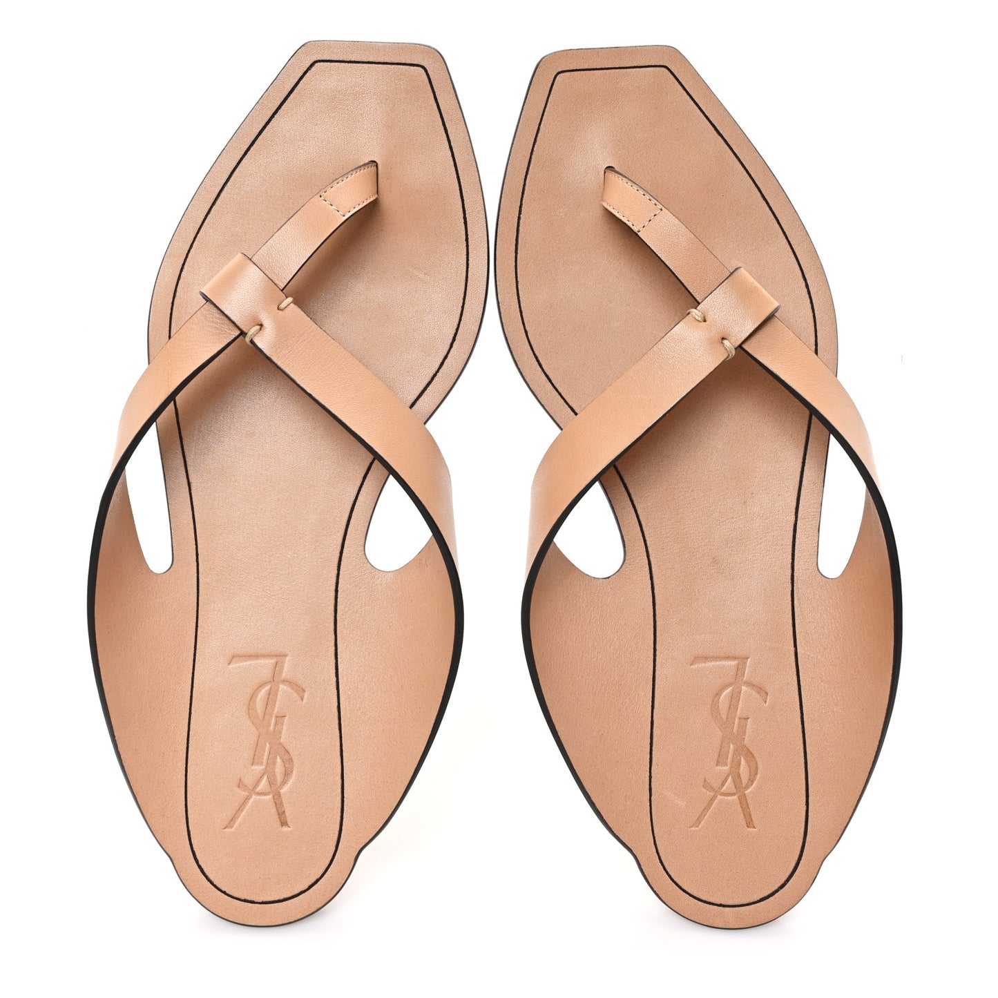 Calfskin Tower 05 Slide Sandals 37 Gold Brown