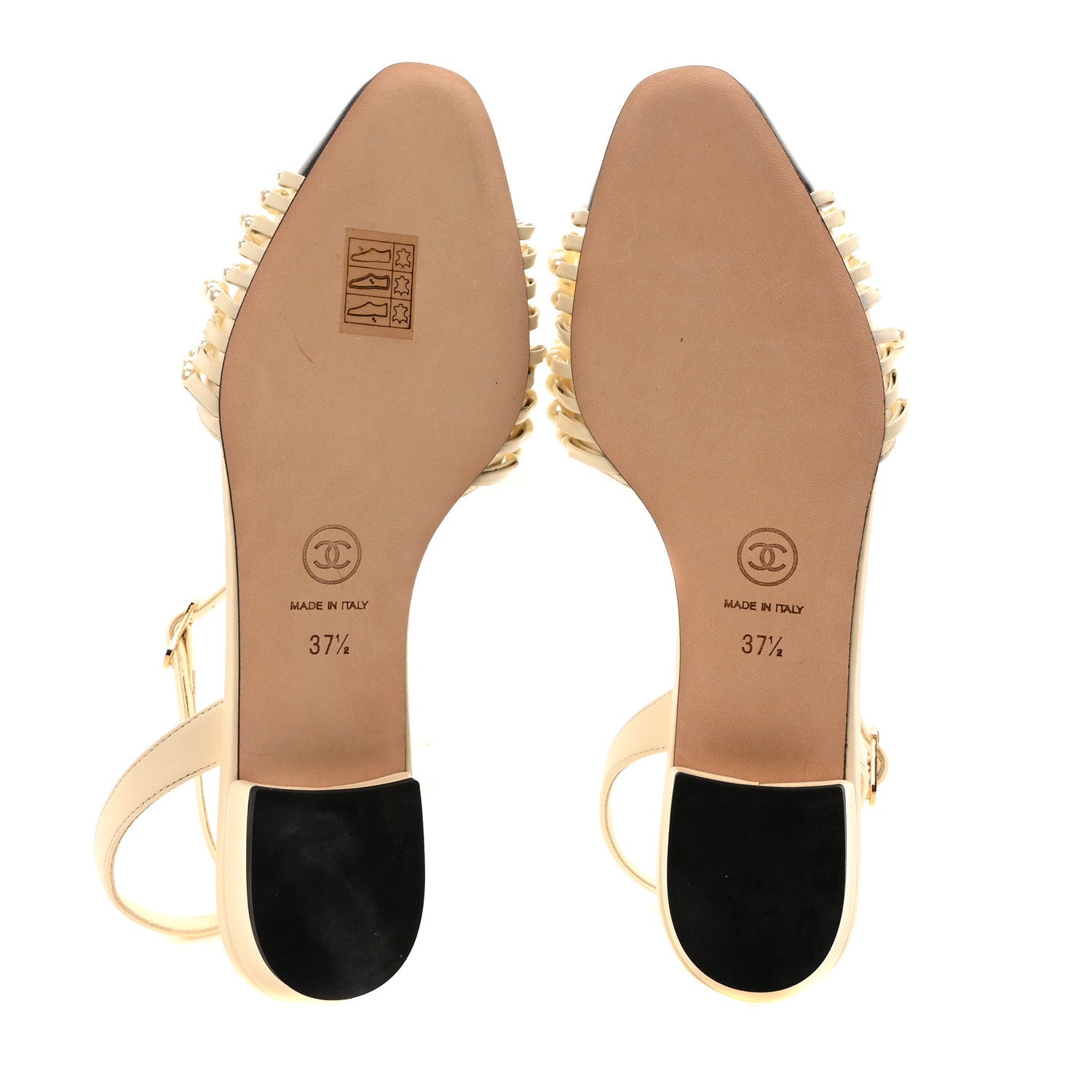 Chanel Lambskin Pearl Slingbacks 37.5 Ivory Black 6 of 9