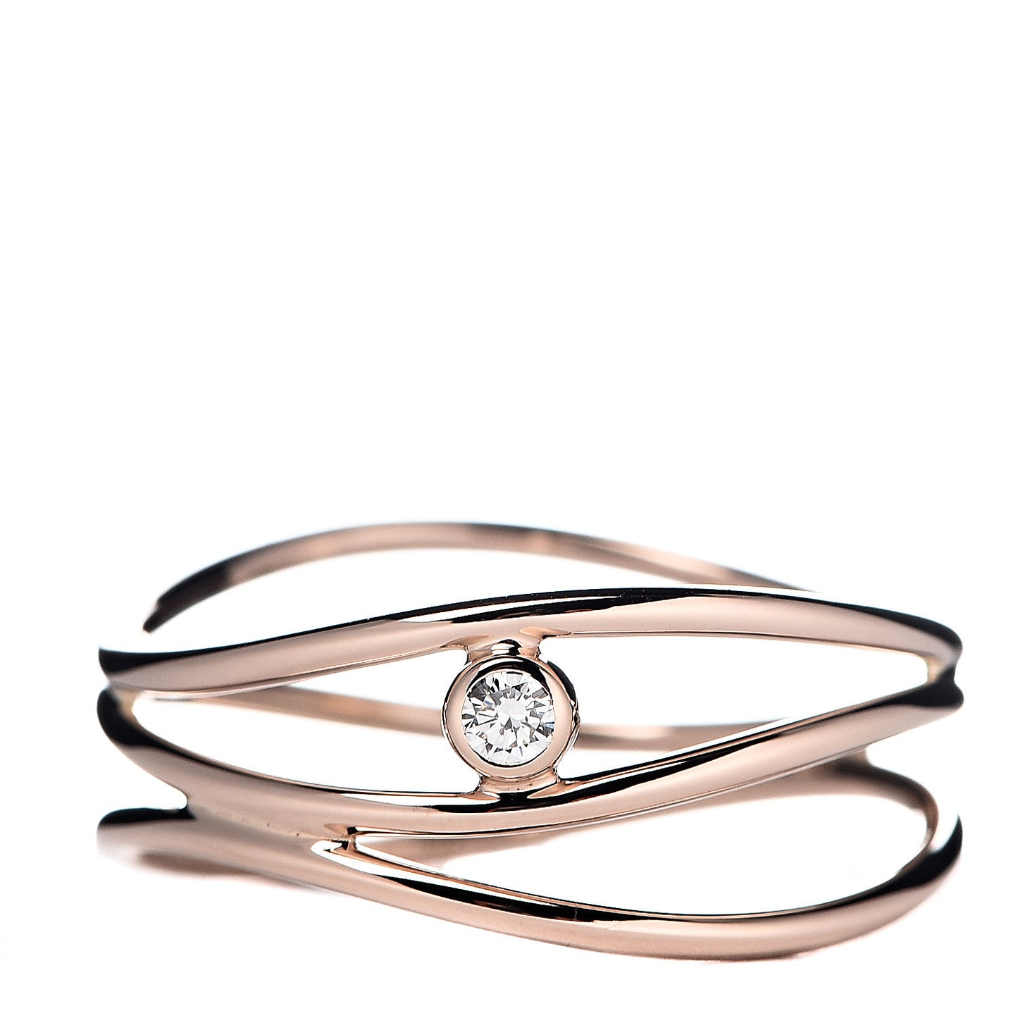 18K Rose Gold Diamond Elsa Peretti 3 Row Wave Ring 57 8