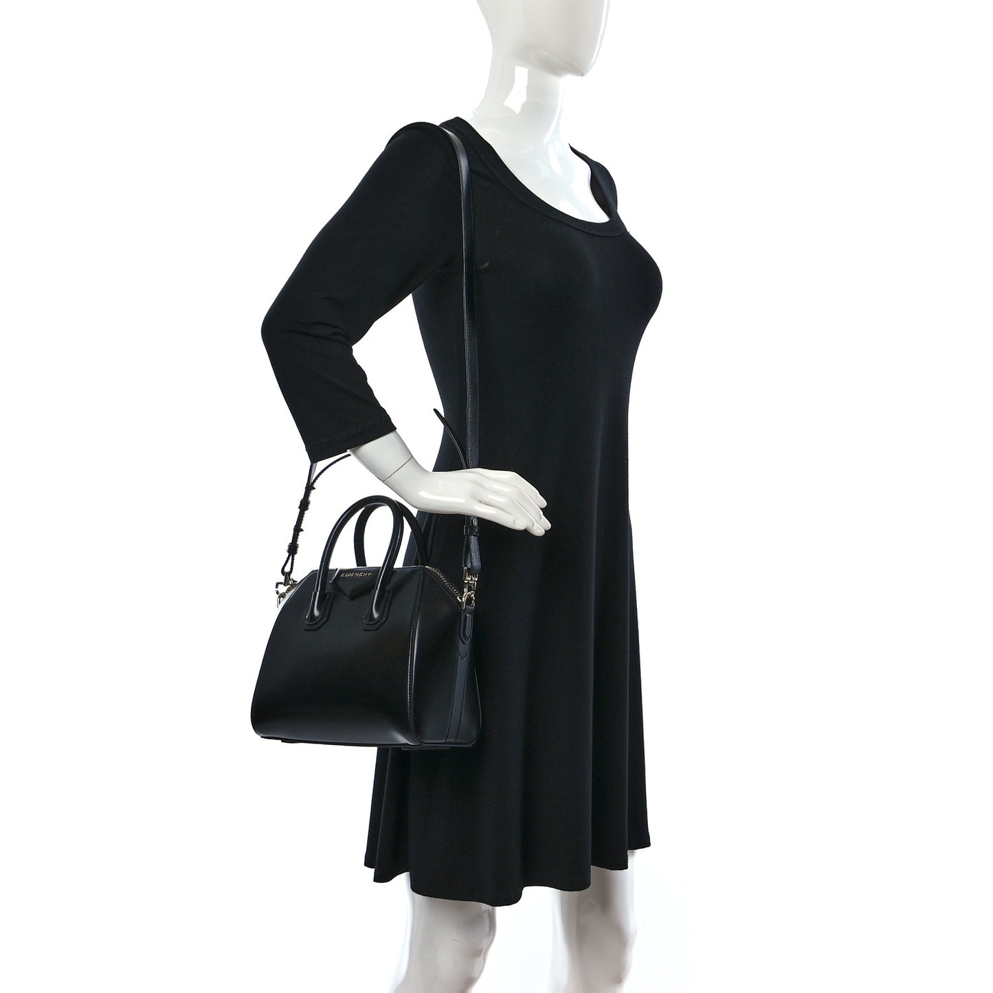 Shiny Lord Calfskin Mini Antigona Black