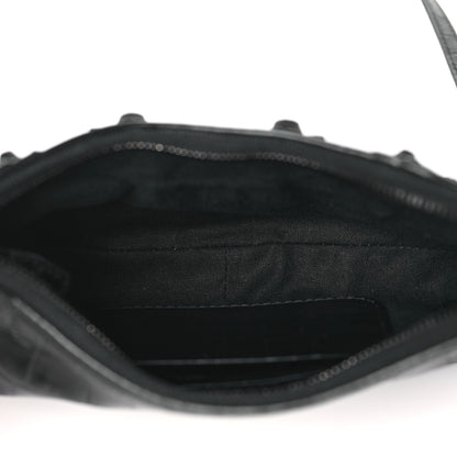 Balenciaga Extra Supple Calfskin Crystal Crocodile Embossed Le Cagole Mini Purse With Chain Black 5 of 11