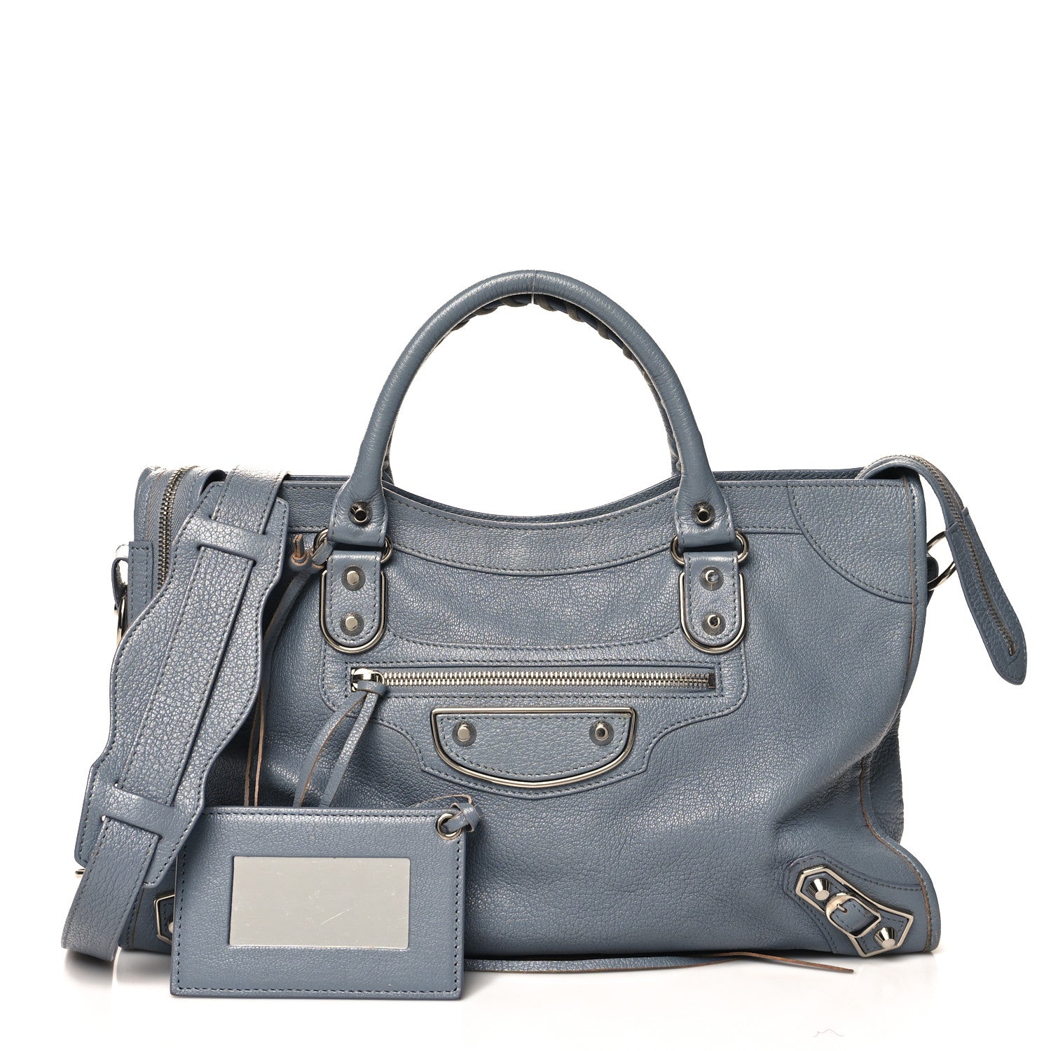 Balenciaga Chevre Silver Metallic Edge Hardware City Bleu Acier 3 of 14