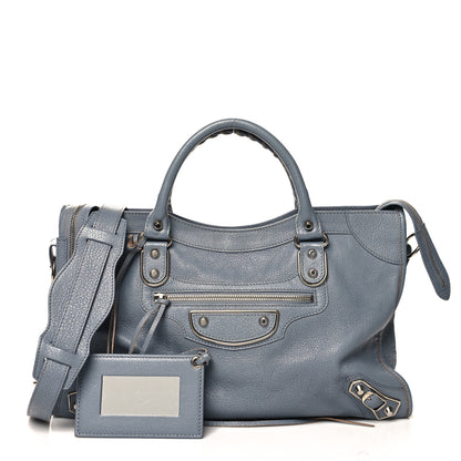 Balenciaga Chevre Silver Metallic Edge Hardware City Bleu Acier 3 of 14