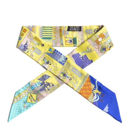 Hermes Silk La Maison des Carres Twilly Jaune Vif Bleu Roy Turquoise 1 of 6