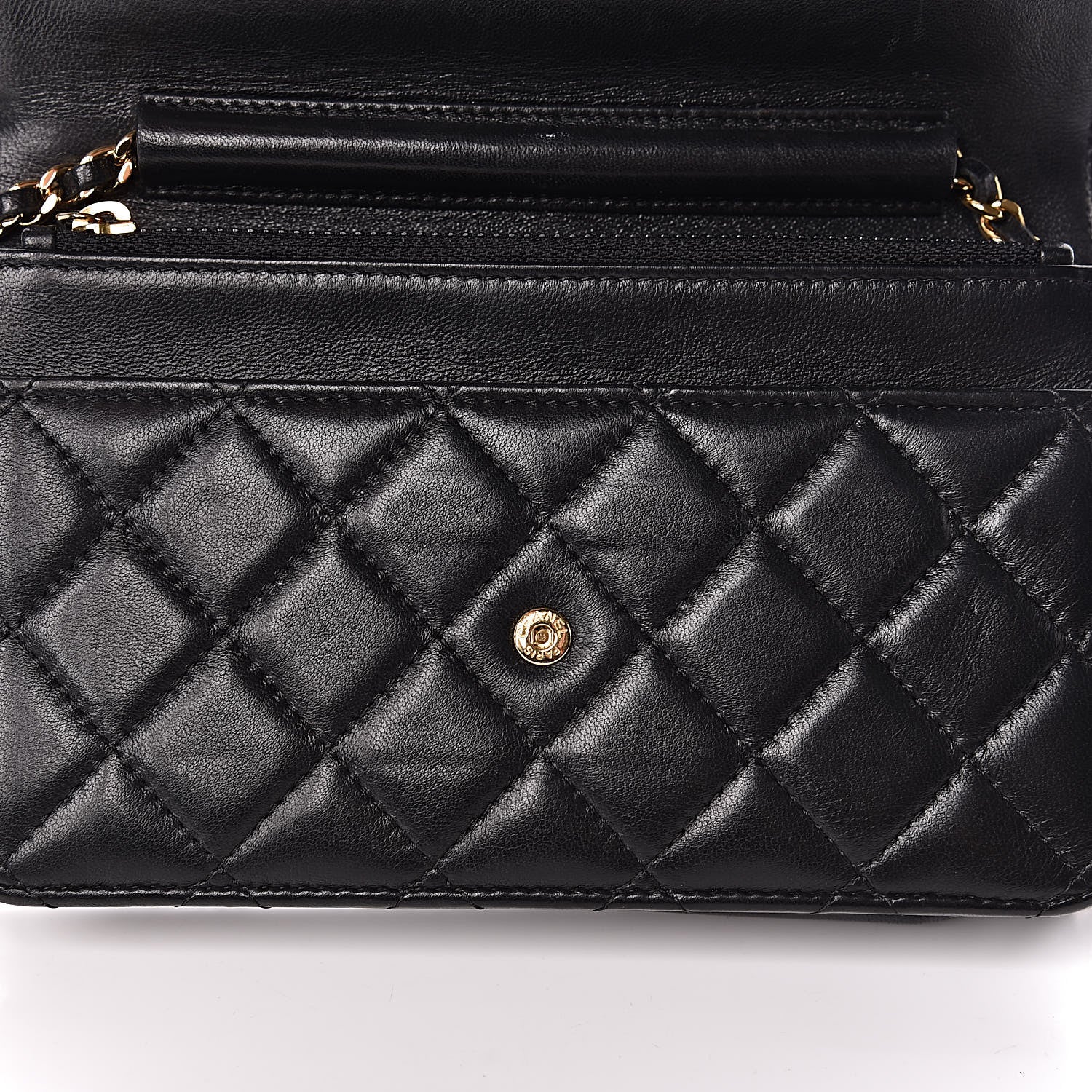Chanel Lambskin Quilted Wallet On Chain WOC Black 11 of 14