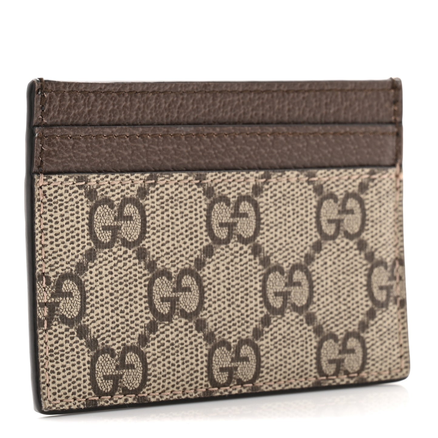 GG Supreme Monogram Textured Dollar Calfskin Ophidia Card Holder Beige Ebony New Acero