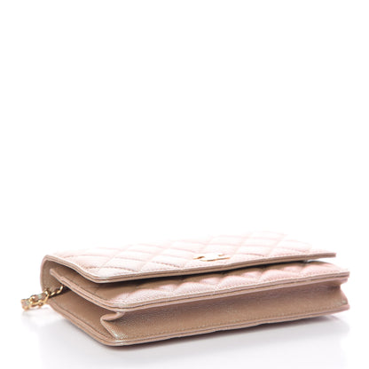Chanel Iridescent Caviar Quilted Wallet On Chain WOC Beige 4 of 12