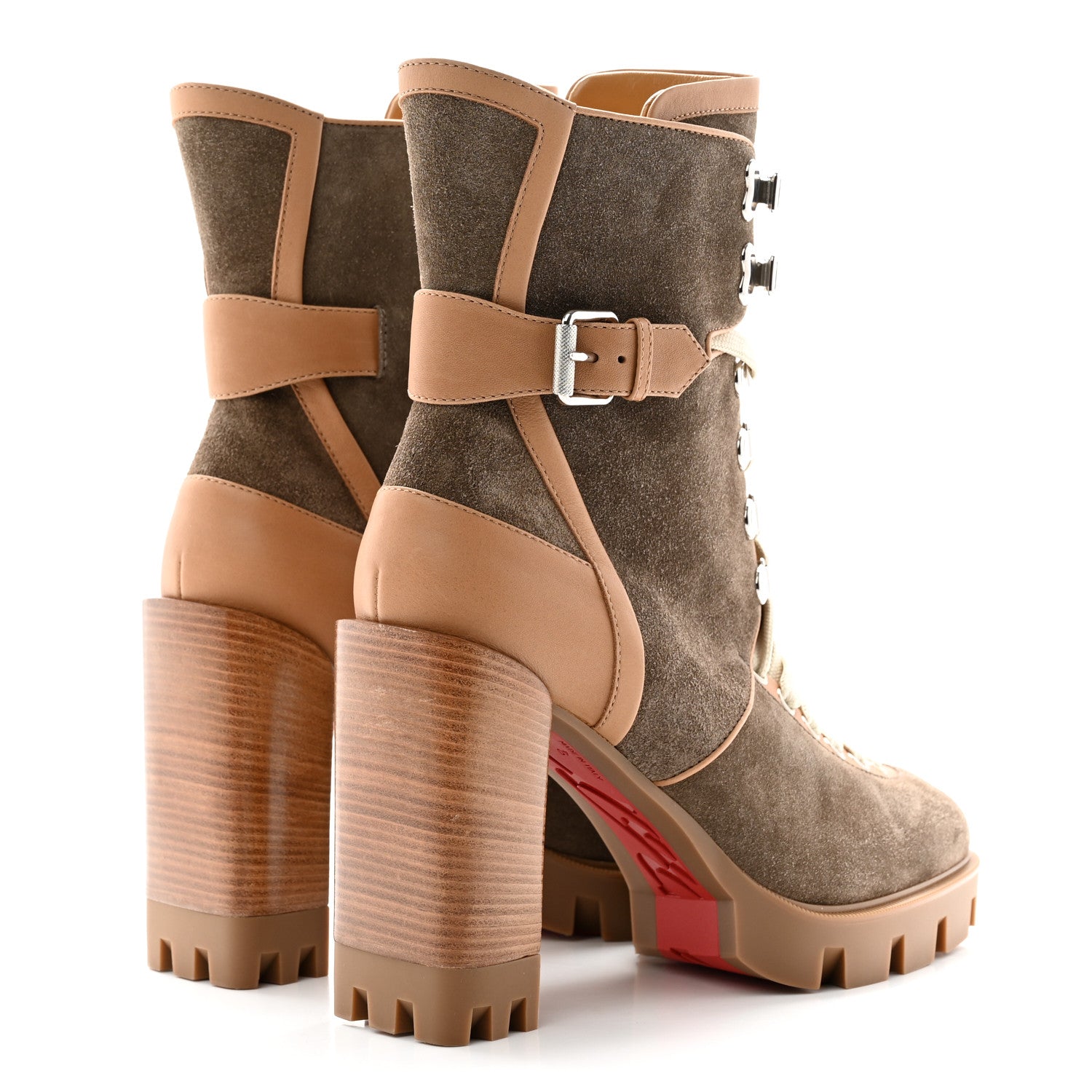 Christian Louboutin Suede Calfskin Macademia 100 Biker Platform Boots 40 Silex 4 of 14