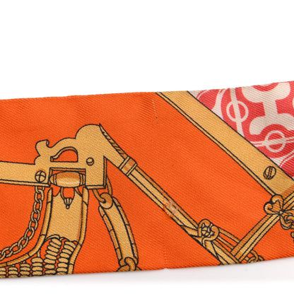Hermes Silk Mors Et Gourmettes Remix Twilly Orange Saumon Canard 5 of 6