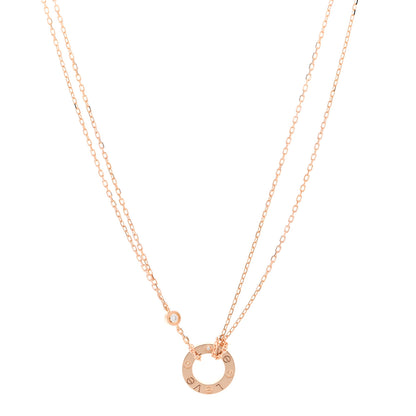 Cartier 18K Pink Gold 2 Diamond LOVE Necklace 1 of 6