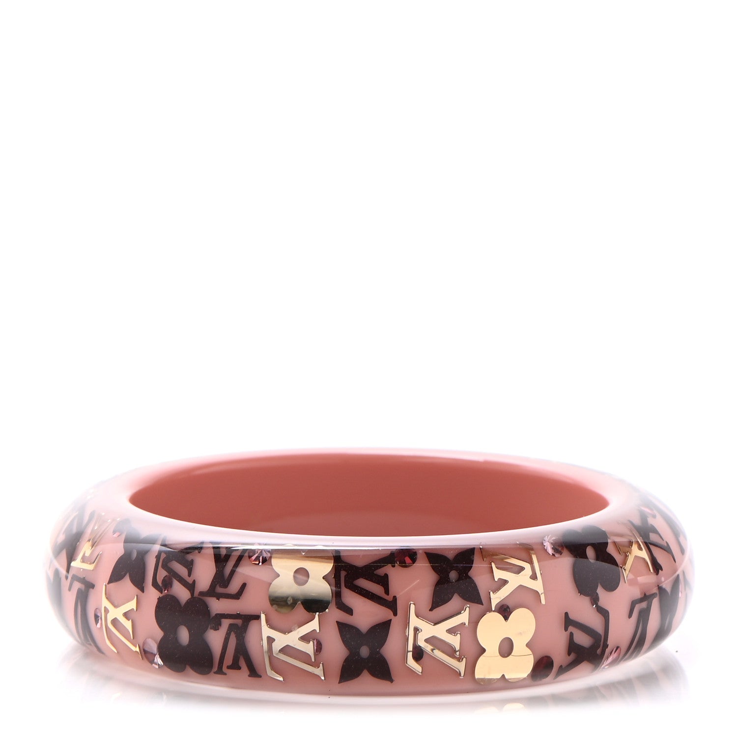 Louis Vuitton Resin Swarovski Medium Inclusion Bracelet GM Rose Poudre 1 of 4
