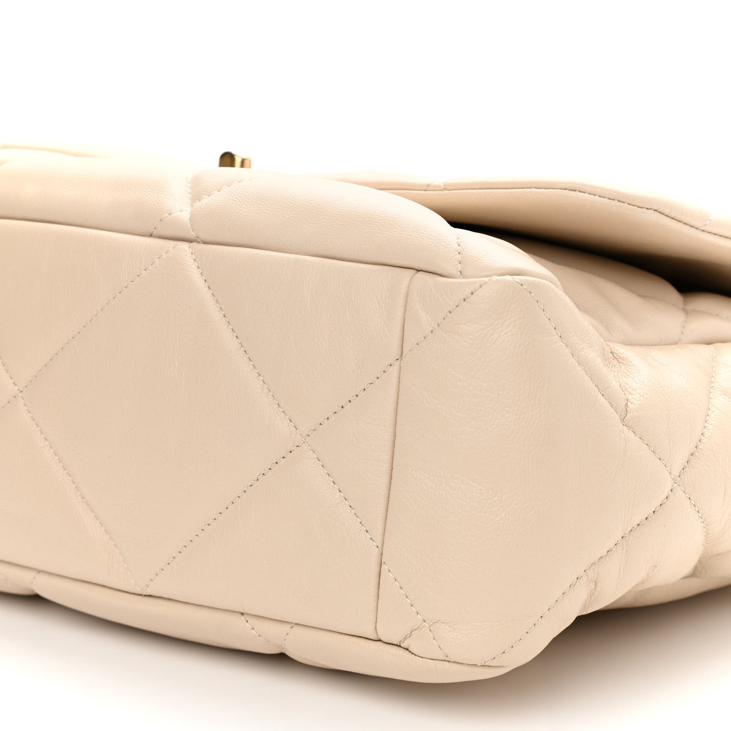 Goatskin Quilted Maxi Chanel 19 Flap Beige