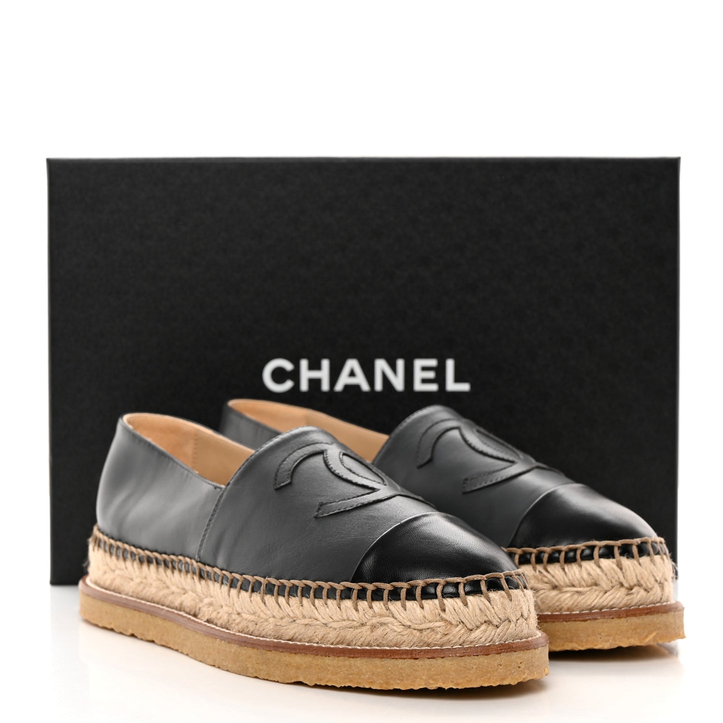 Lambskin CC Espadrilles 38 Grey Black