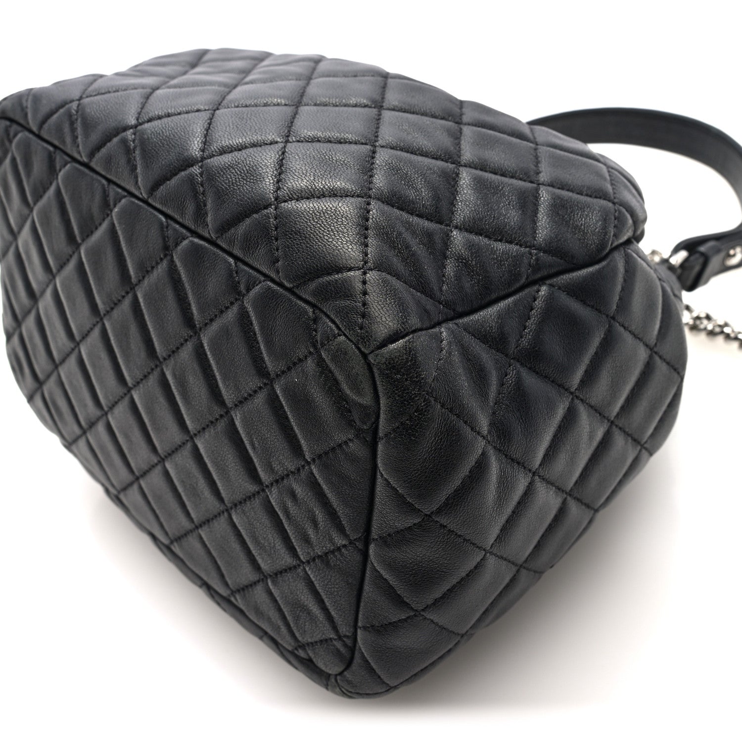Chanel Lambskin Quilted CC Chain Drawstring Tote Black 10 of 10