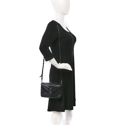 Saint Laurent Calfskin Y Quilted Monogram Toy Loulou Crossbody Bag Black 2 of 10