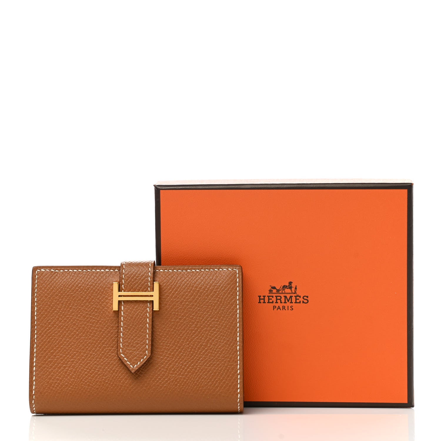 Hermes Epsom Bearn Card Holder Wallet Gold 9 of 9
