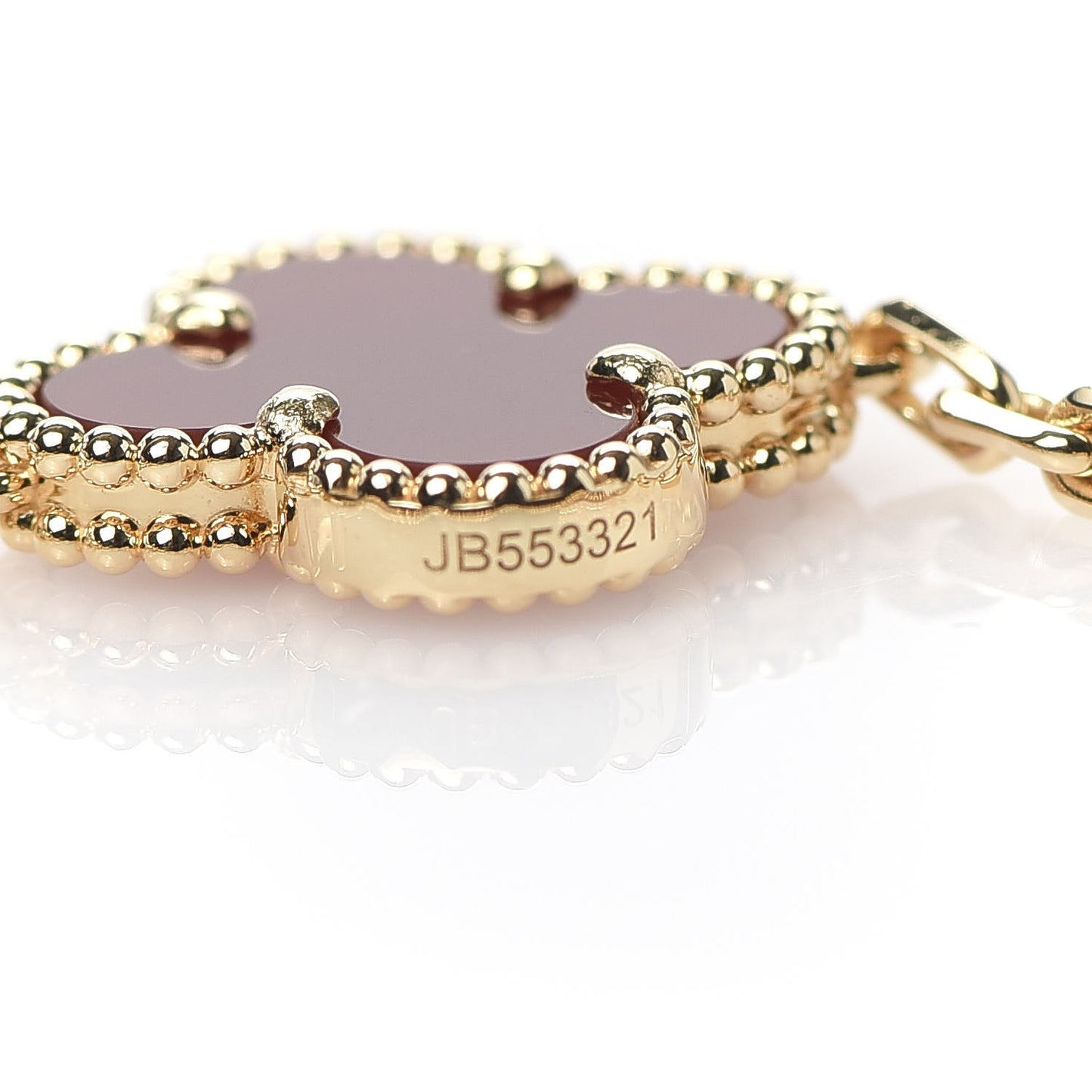 18K Yellow Gold Carnelian 5 Motifs Vintage Alhambra Bracelet