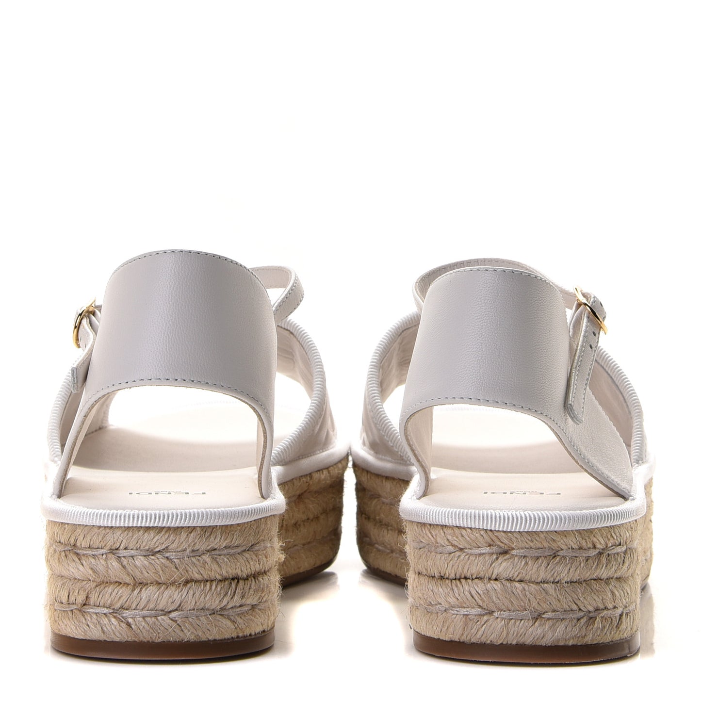 Nappa FF Embossed Espadrille Platform Sandals 37 Snow