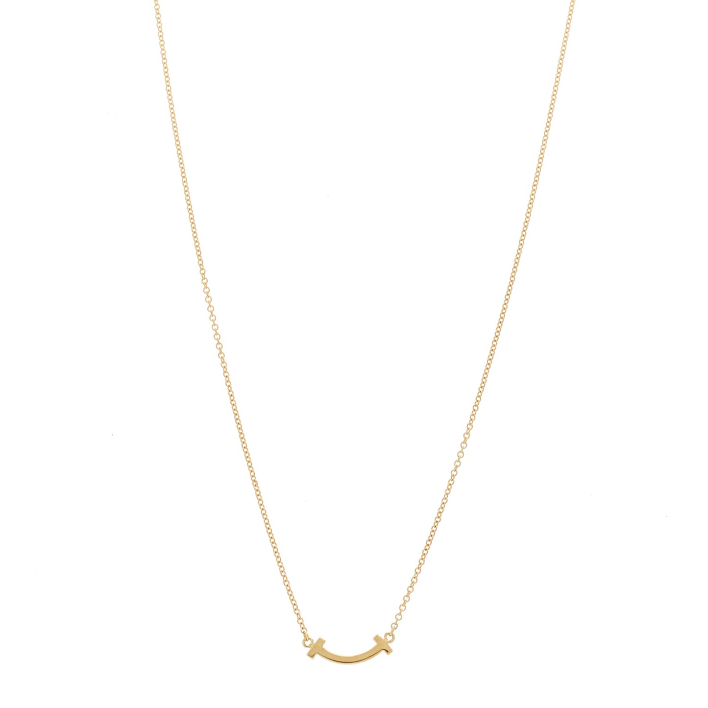 18K Yellow Gold Mini T Smile Pendant Necklace