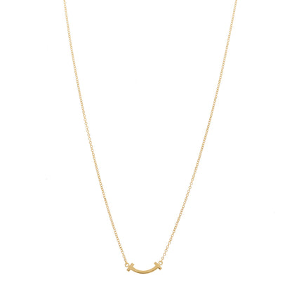 Tiffany 18K Yellow Gold Mini T Smile Pendant Necklace 1 of 4