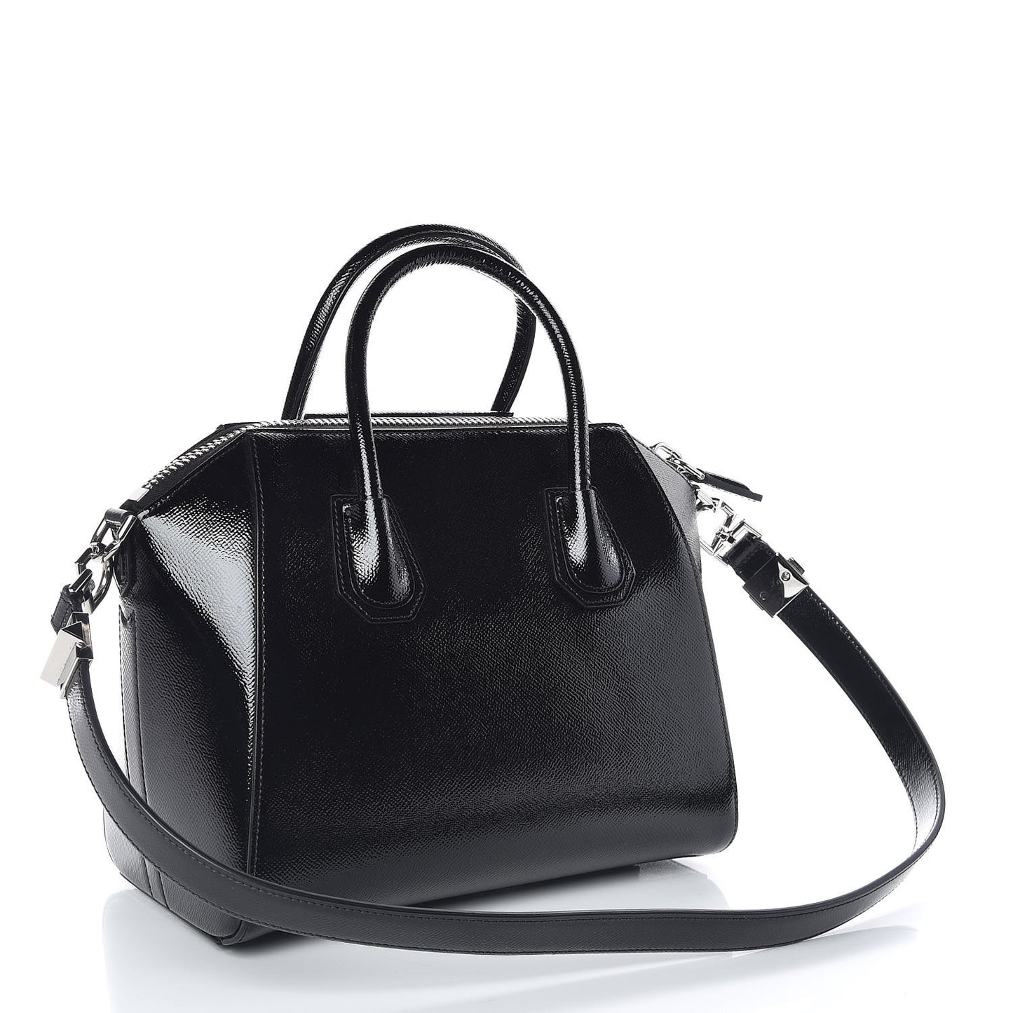 Textured Patent Calfskin Small Antigona Black