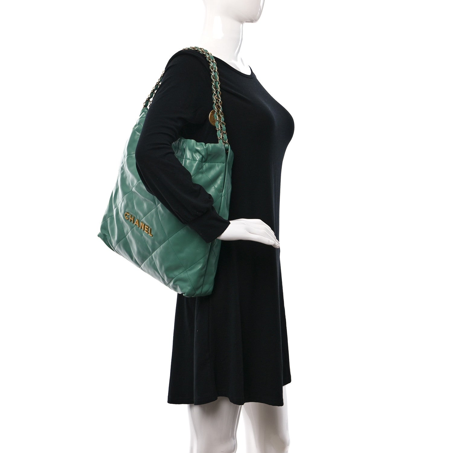 Chanel Shiny Calfskin Quilted Chanel 22 Green 2 of 10