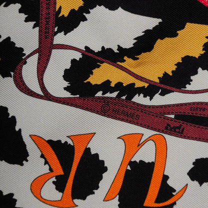 Hermes Silk Monsieur et Madame Pocket Square Scarf Rouge Gris Perle Reglisse 5 of 6
