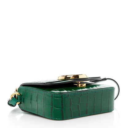 Chloe Calfskin Crocodile Embossed Mini C Double Carry Woodsy Green 4 of 11