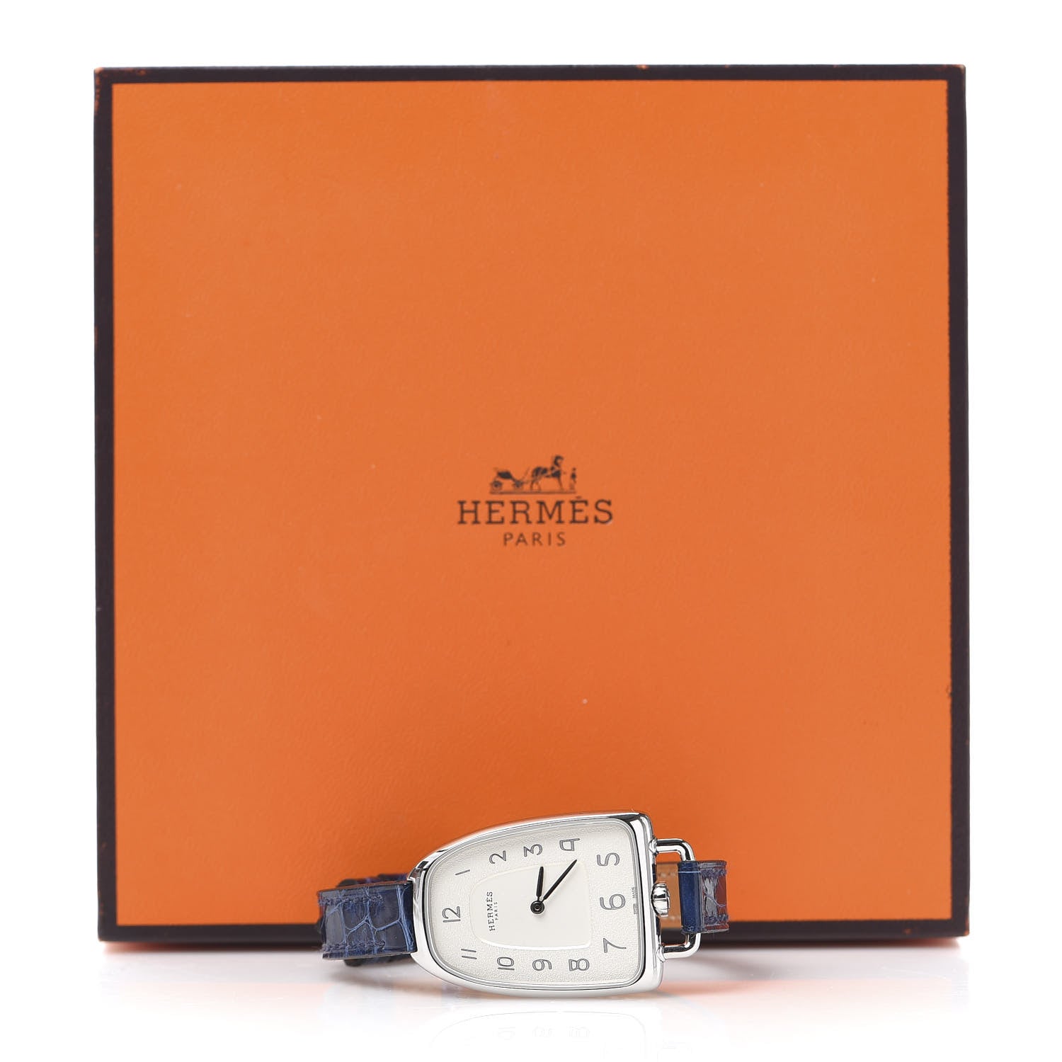 Hermes Stainless Steel Alligator 26mm Galop Quartz Watch Bleu Saphir 7 of 7