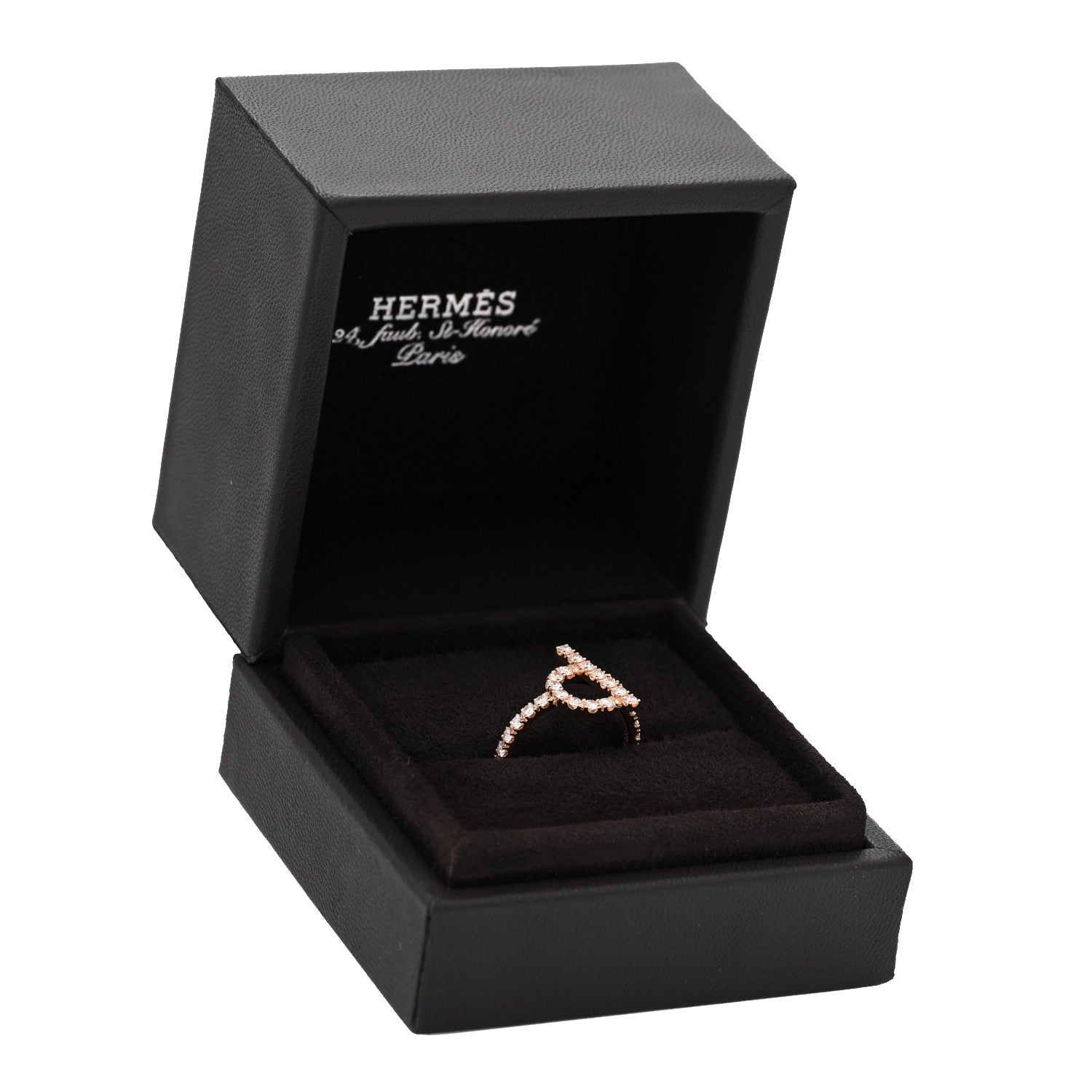 Hermes 18K Rose Gold Diamond Finesse Ring 52 6 6 of 6