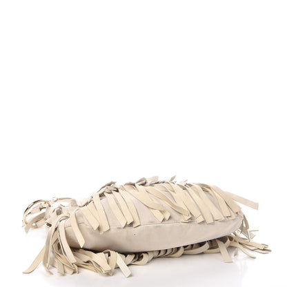 Saint Laurent Suede Boheme Fringe Shoulder Bag Ivory 4 of 10