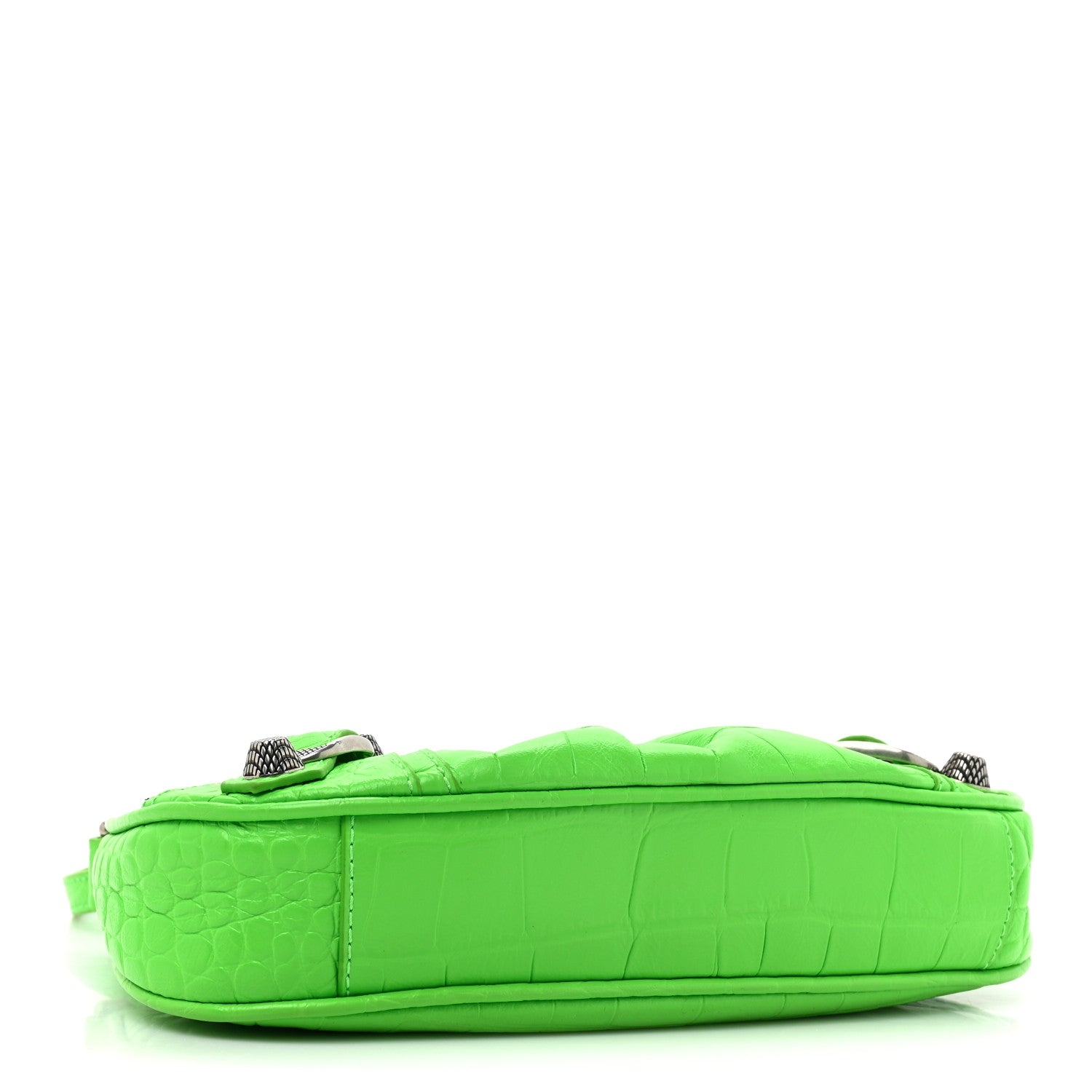Balenciaga Extra Supple Calfskin Crocodile Embossed Le Cagole Mini Purse With Chain Acid Green 4 of 12