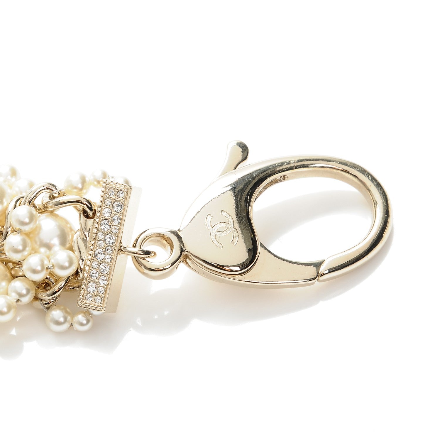 Chanel Pearl Crystal CC Lanyard Necklace Gold 4 of 5
