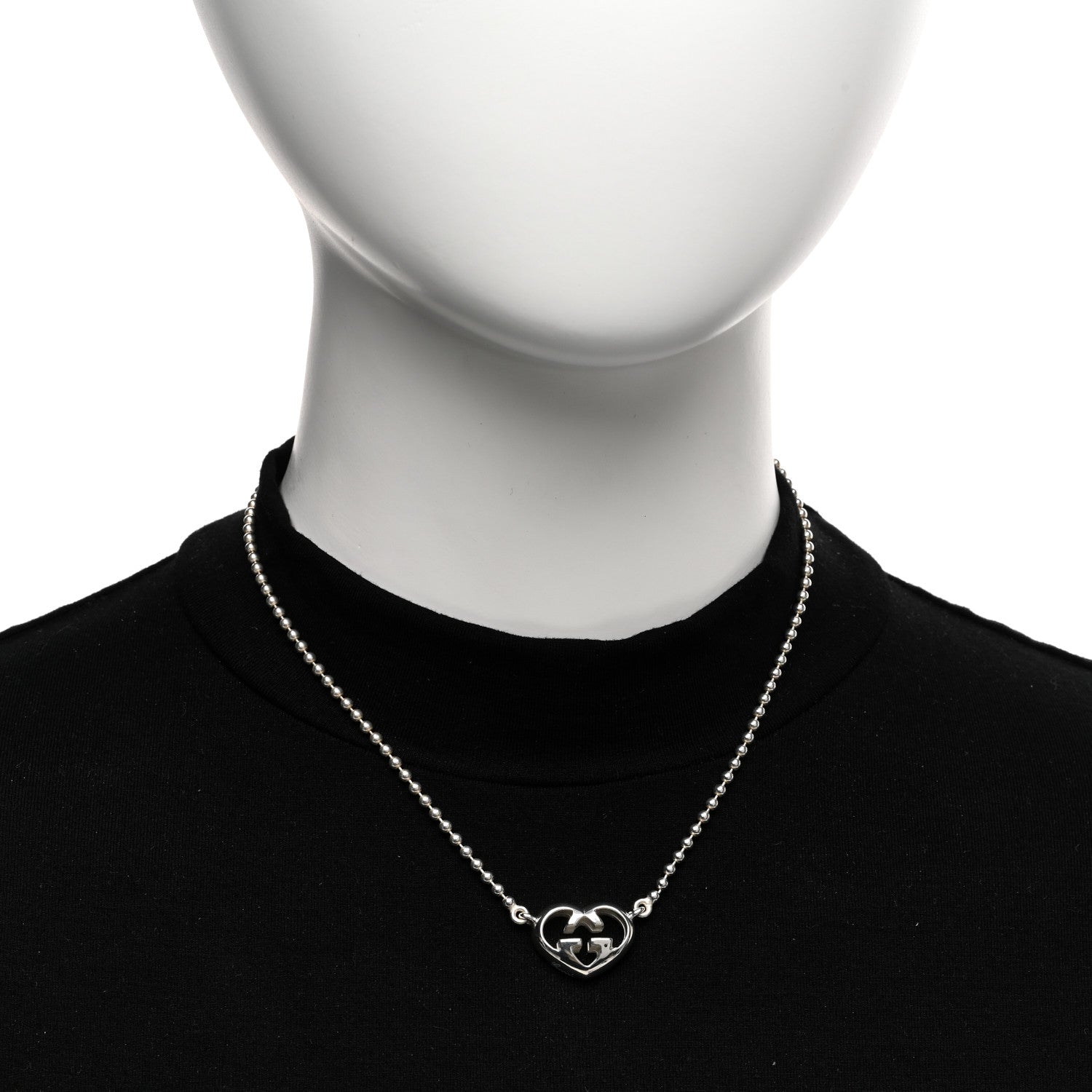 Gucci Sterling Silver Britt Heart Station Pendant Necklace 2 of 4