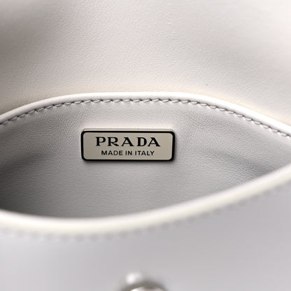 Prada Spazzolato Cleo Flap Shoulder Bag White 6 of 9