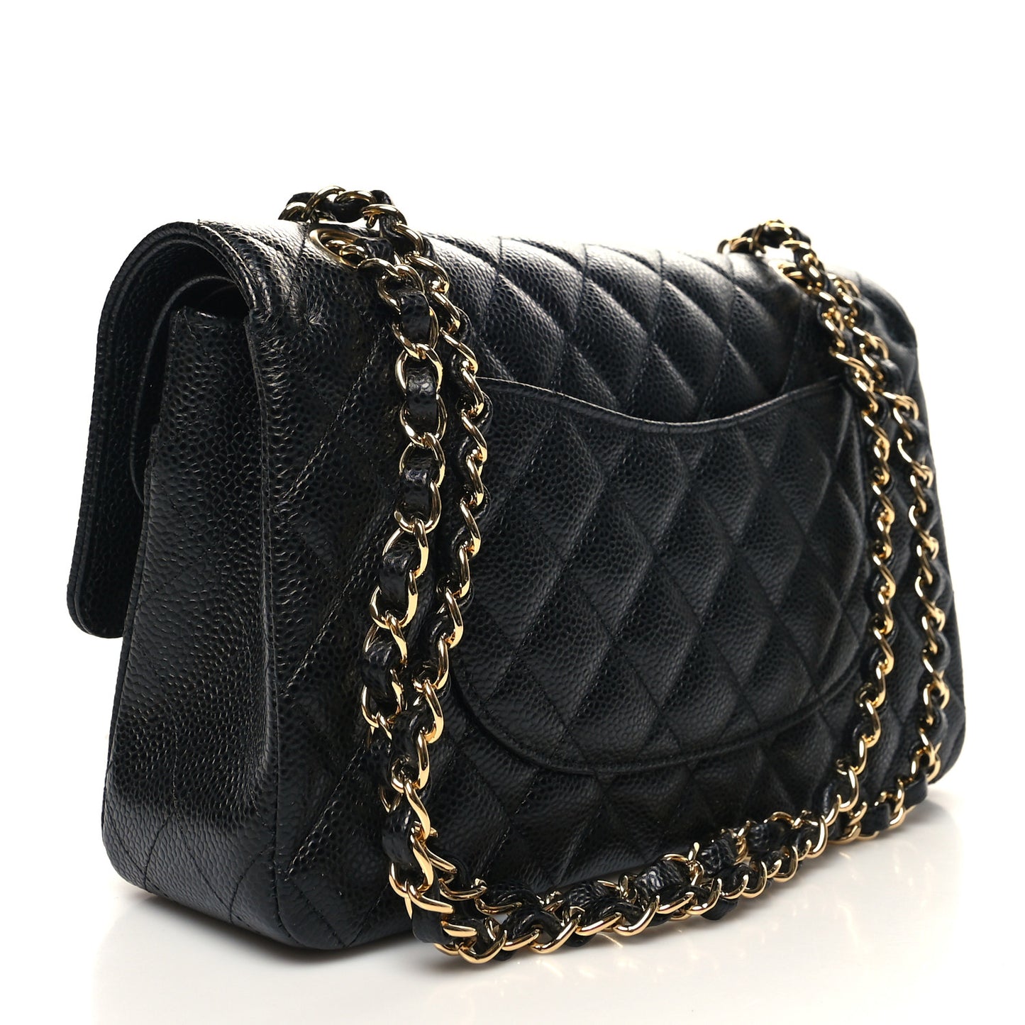 Caviar Quilted Medium Double Flap Black